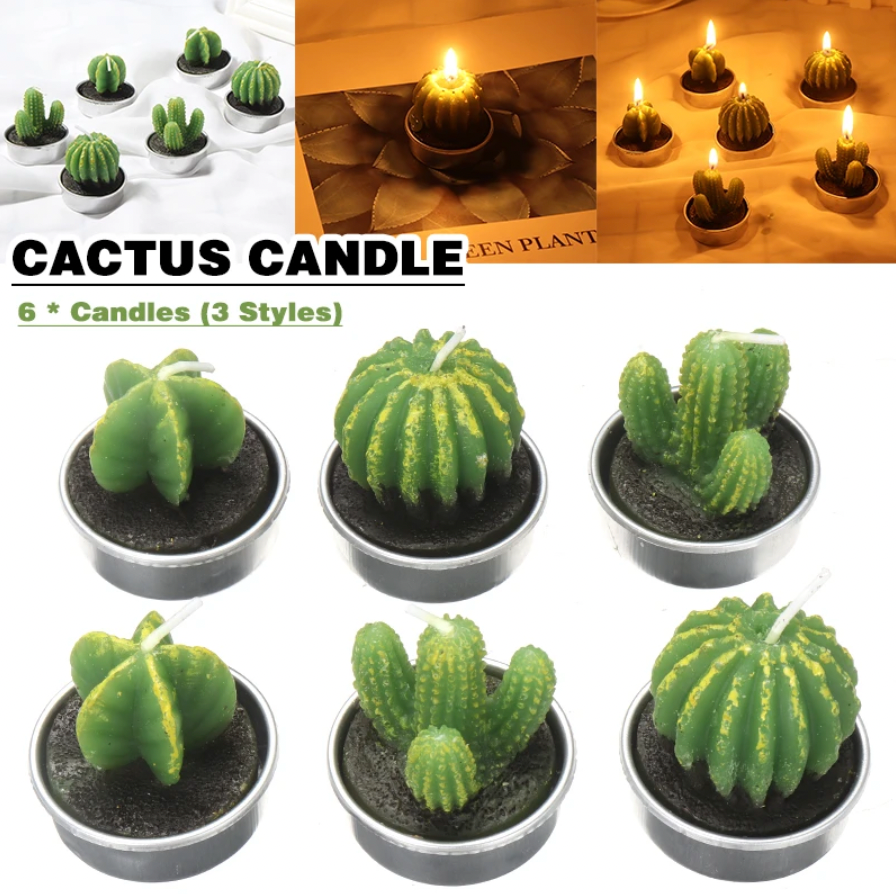 Cute Cactus Candle Set